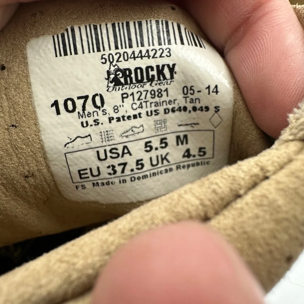 Rocky Outdoor Gear C4Trainer Tan Suede Leather Military‎ Tactical Boots Mens 5.5